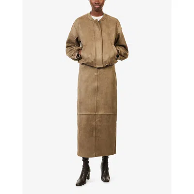 4th & Reckless Womens Green Lorna Straight Faux-suede Maxi Skirt In Black