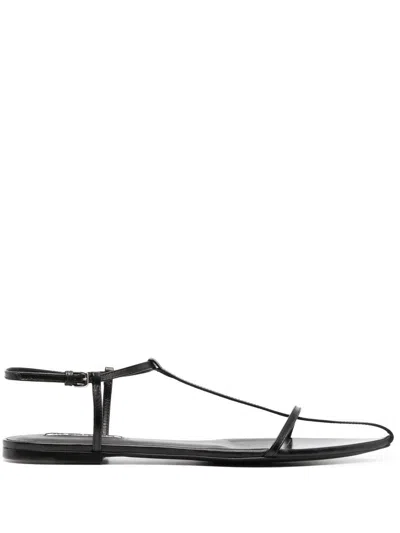 Jil Sander Leather Sandals In Black