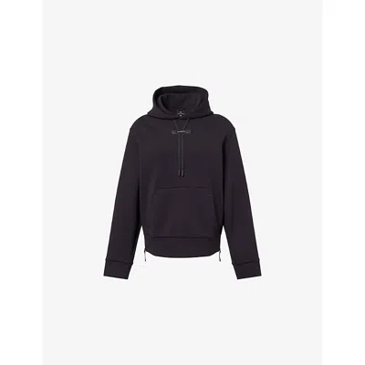 On Womens Black Focus Tech Relaxed-fit Stretch-cott Blend Hoody In Black