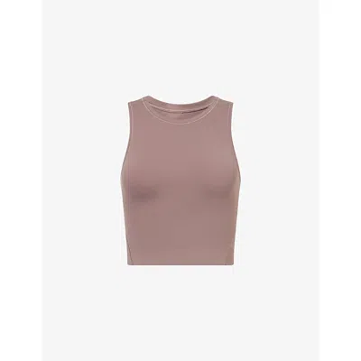 On Womens Ash Studio Stretch-woven Cropped Top In Gray