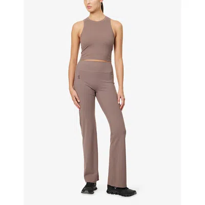 On Womens Ash Studio Stretch-woven Cropped Top In Gray