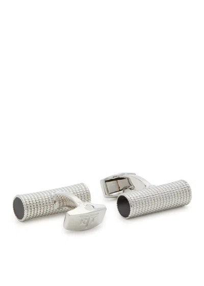 Tateossian Thompson Textured Enamelled Cufflinks In Metallic