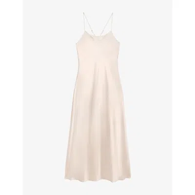 The White Company S Palechampa Cross-back Maxi Silk Nightdress In Neutral