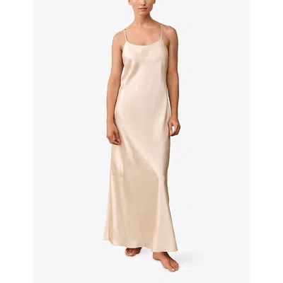 The White Company S Palechampa Cross-back Maxi Silk Nightdress In Neutral