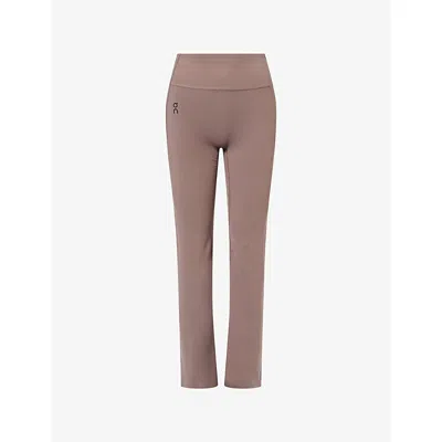 On Womens Ash Studio Flared Performance Leggings In Brown