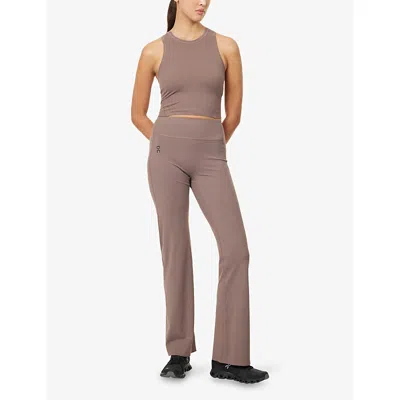 On Womens Ash Studio Flared Performance Leggings In Brown
