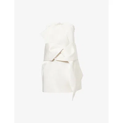 4th & Reckless Womens Cream Simone Bow-front Woven Mini Dress In White