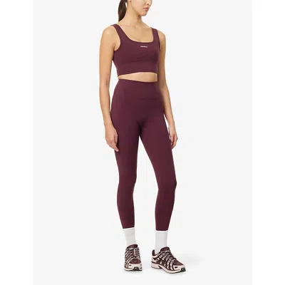 Adanola Womens Dark Cherry Ultimate Regular-fit Jersey Gym Leggings Xl In Burgundy