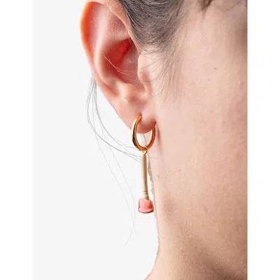 Seletti Womens  Wears Toiletpaper Plunger Pendant 18ct Yellow Gold-plated Stainless-steel Earrings In Gold