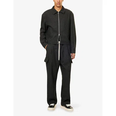 The Couture Club Mens Charcoal Herringbone Wide-leg Woven Trousers Xl In Brown