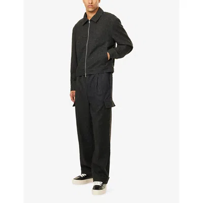 The Couture Club Mens Charcoal Tailored Herringbone Woven Jacket In Gray