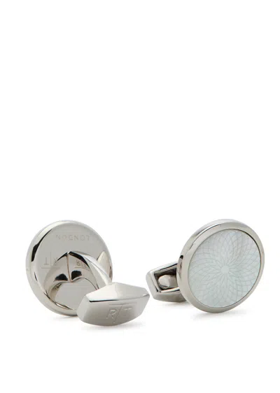 Tateossian Engraved Mother Of Pearl Cufflinks In Metallic