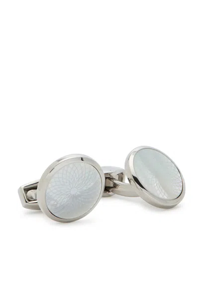 Tateossian Engraved Mother Of Pearl Cufflinks In Metallic