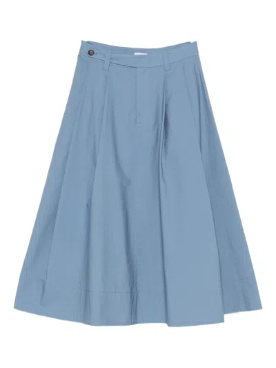 Brunello Cucinelli Cotton Long Skirt In Blue