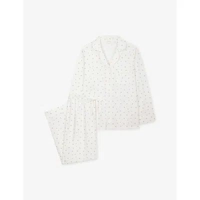 The White Company S Ivory Berry Print Classic Cotton Pyjama Set In White