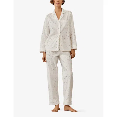 The White Company S Ivory Berry Print Classic Cotton Pyjama Set In White