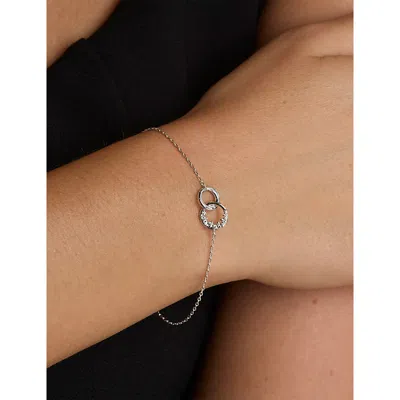Astrid & Miyu Womens Rhodiumplatedsilver Orbit Rhodium Plated Sterling-silver And Cubic Zirconia Bracelet In Silver