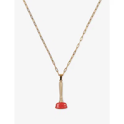 Seletti Womens  Wears Toiletpaper Plunger Pendant 18ct Yellow Gold-plated Stainless-steel Necklace In Gold