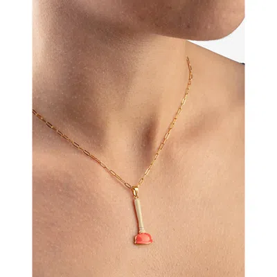 Seletti Womens  Wears Toiletpaper Plunger Pendant 18ct Yellow Gold-plated Stainless-steel Necklace In Gold