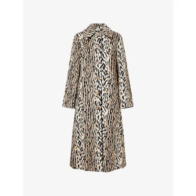 Rixo London Womens Bohemia Leopard Milly Leopard-print Cotton-blend Coat In Animal Print
