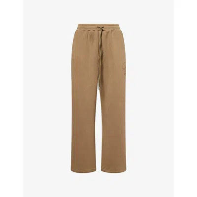 The Couture Club Mens Khaki Script Wide-leg Knitted Jogging Bottoms In Brown