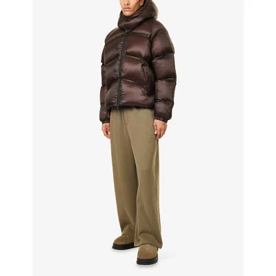 The Couture Club Mens Khaki Script Wide-leg Knitted Jogging Bottoms In Brown
