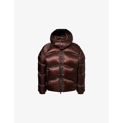 The Couture Club Mens Brown Translucent Padded Shell Jacket Xl In Burgundy