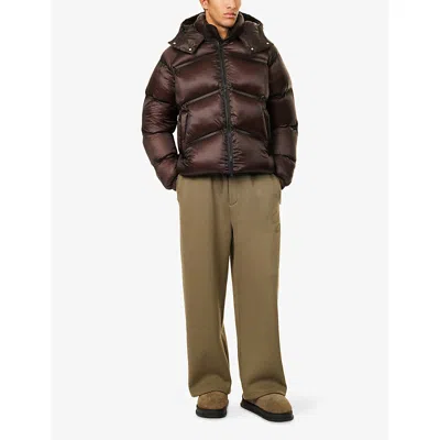 The Couture Club Mens Brown Translucent Padded Shell Jacket Xl In Burgundy