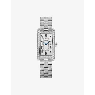 Cartier White Gold Tank Américaine Small 18ct White-gold And Diamond Watch In Gold