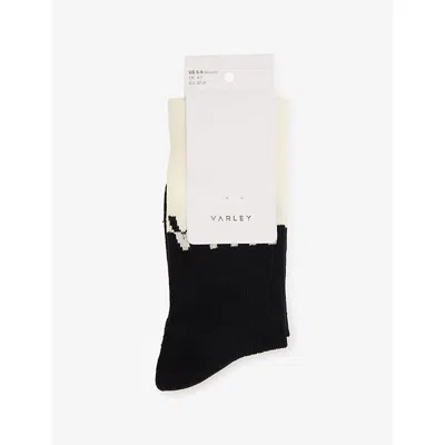 Varley Womens Black/egret Stellar Colour-block Cotton-blend Socks In Multi