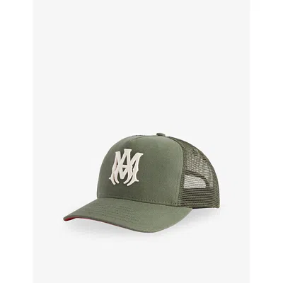 Amiri Mens Khaki Ma Logo Cotton Trucker Hat In Green