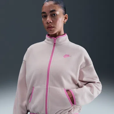 Nike Women's  Sportswear Club Fleece Loose Cozy Track Jacket In Pink