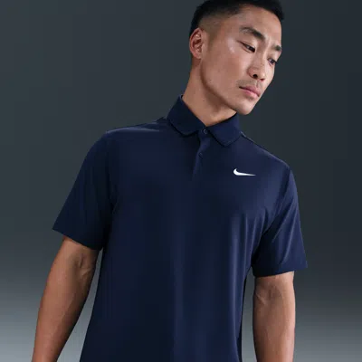 Nike Tennis Dri-fit Solid Polo Top In Navy In Blue
