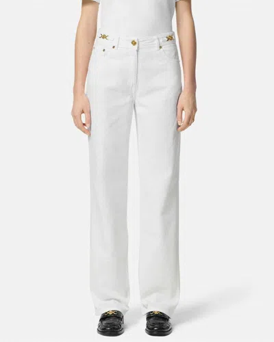 Versace Medusa '95 Logo-patch Straight-leg Jeans In White