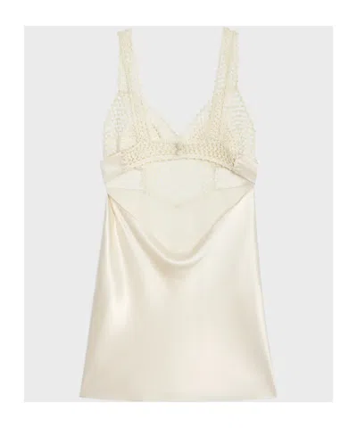 Celine Mini Dress In Crocheted Cotton And Silk In Brown