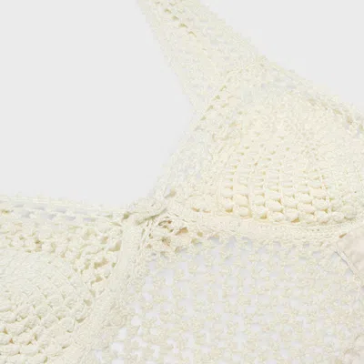 Celine Mini Dress In Crocheted Cotton And Silk In Brown