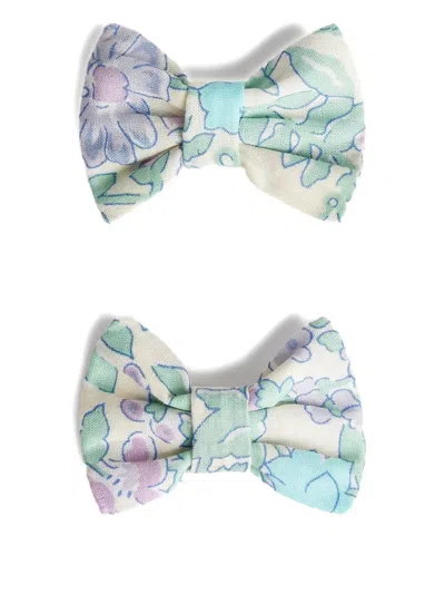 Bonpoint Floral Bow Hair Clip (set Of Two) In Brown