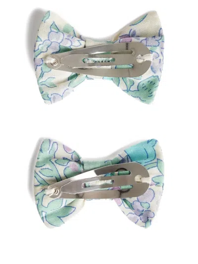 Bonpoint Floral Bow Hair Clip (set Of Two) In Brown