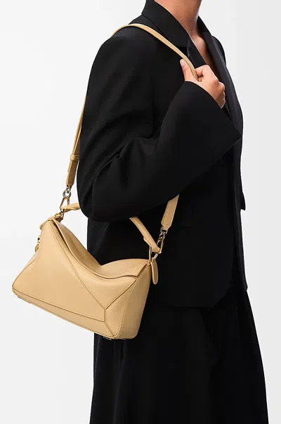 Loewe Small Featherlight Puzzle Bag In Nappa Lambskin In Nude