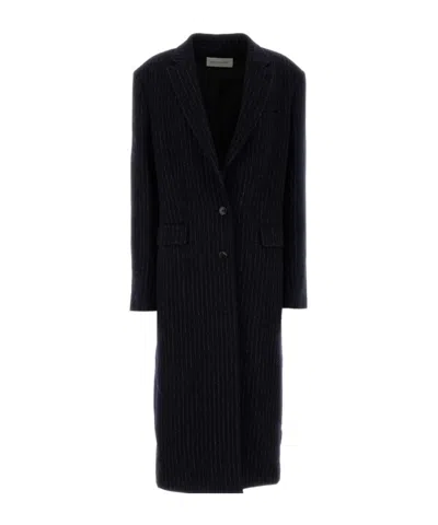 Dries Van Noten Striped Coat In Black