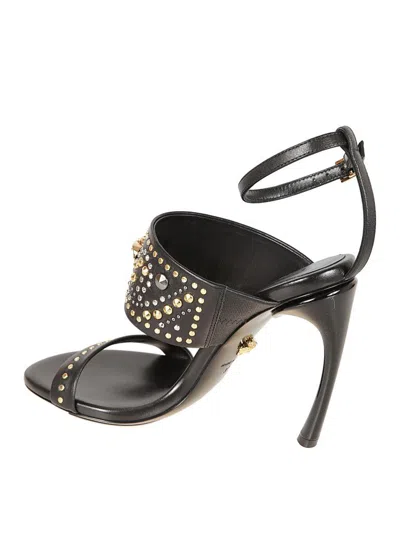 Versace La Medusa 105 Studded Leather Sandals In Animal Print