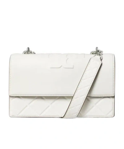 Tory Burch Fleming Convertible Quilted Leather Shoulder Bag In Blanc