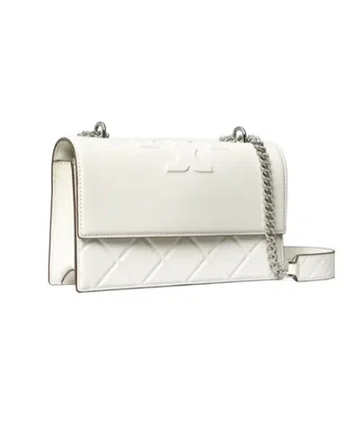 Tory Burch Fleming Convertible Quilted Leather Shoulder Bag In Blanc