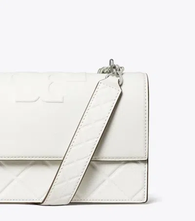Tory Burch Fleming Convertible Quilted Leather Shoulder Bag In Blanc