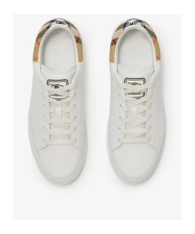 Burberry Leather Sneakers Patterned Heel Rubber Sole In Animal Print