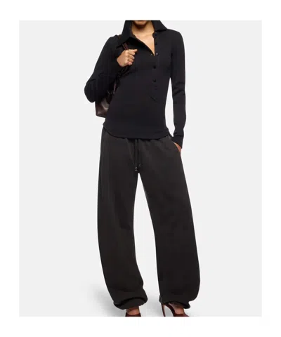 Attico Ribbed-knit Cotton Jersey Top In Black