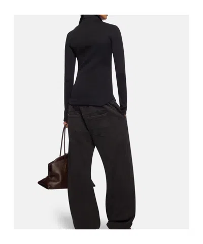 Attico Ribbed-knit Cotton Jersey Top In Black