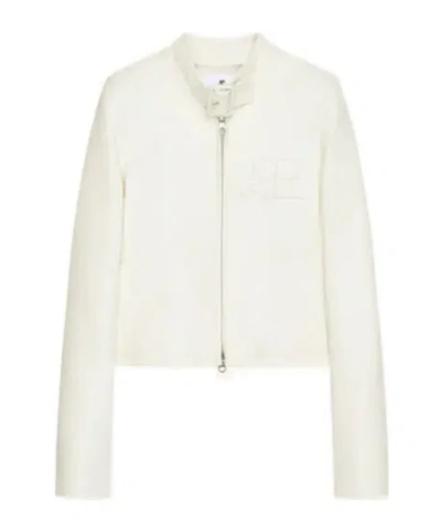 Courrèges Buckle-neck Logo-detail City Jacket In Animal Print