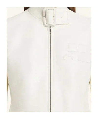 Courrèges Buckle-neck Logo-detail City Jacket In Animal Print