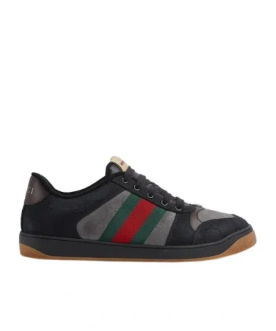 Gucci Multi Color Screener Sneakers In Black